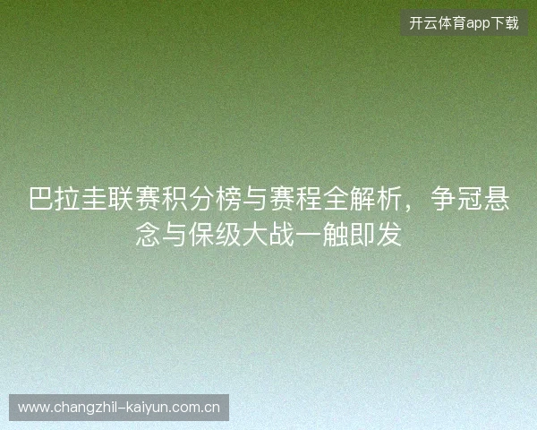 巴拉圭联赛积分榜与赛程全解析，争冠悬念与保级大战一触即发